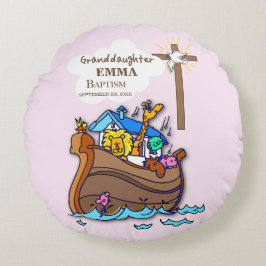 Almofada Redonda Batismo Arca de Noé Netos Personalizado