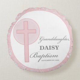 Almofada Redonda Batismo Netinha Renda Rosa Personalizado