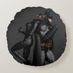 Almofada Redonda Batman Arkham   Batman e Catman