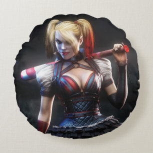 Almofada Redonda Batman Arkham Knight Harley Quinn com Bat