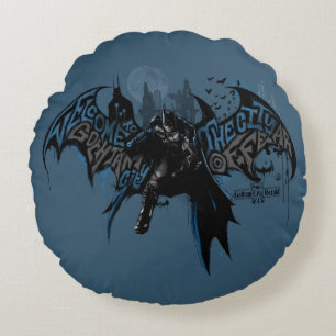 Almofada Redonda Batman Gotham City Paint Drip Graphic
