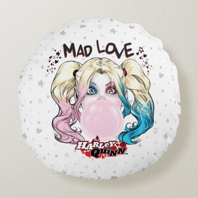 Almofada Redonda Batman | Mad Love Harley Quinn Chew Bubble Gum (Frente)