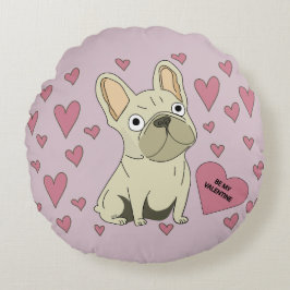 Almofada Redonda Be my Valentine, French Bulldog