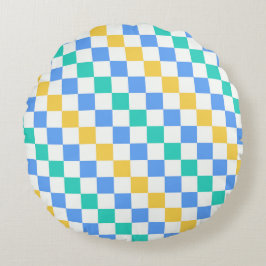 Almofada Redonda Beach day diagonal checkerboard pattern