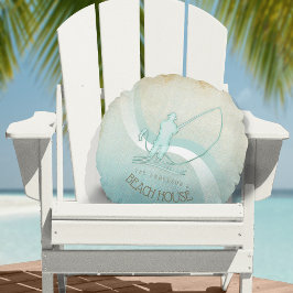 Almofada Redonda Beach House Pescador náutico Aqua Blue ID623