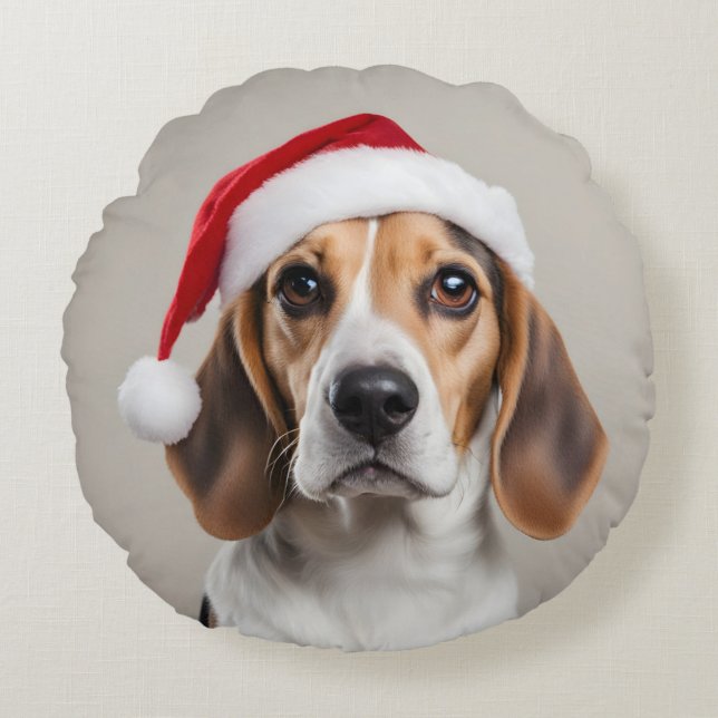 Almofada Redonda Beagle Christmas (Frente)