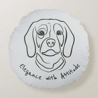Almofada Redonda Beagle Line Art, Elegance with Attitude