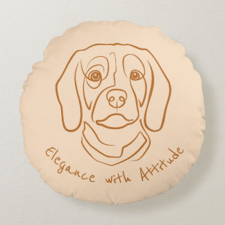 Almofada Redonda Beagle Line Art, Elegance with Attitude