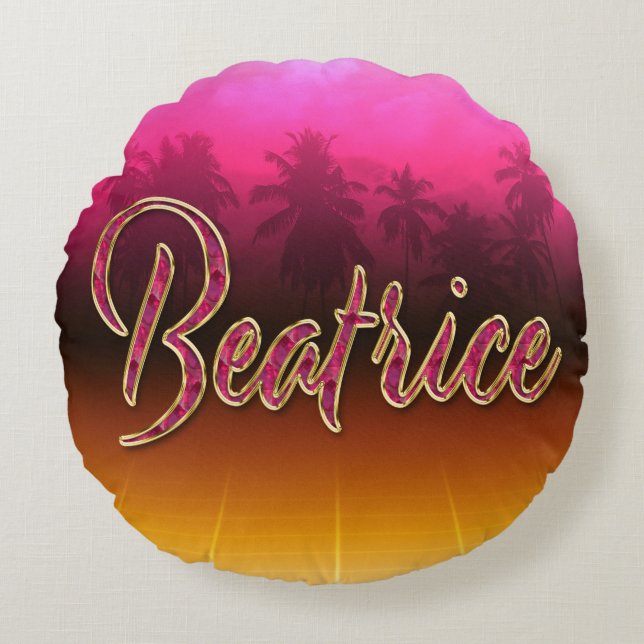 Almofada Redonda Beatrice Vorname Name golden pink Kissen (Frente)