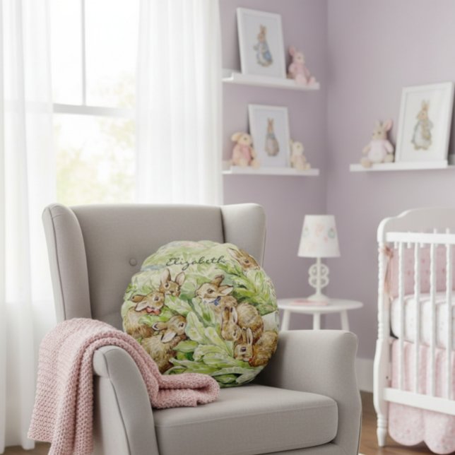 Almofada Redonda Beatrix Potter Tale dos Bunnies Inchados (Criador carregado)