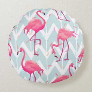 Almofada Redonda Beautiful seamless tropical pattern with pink flam