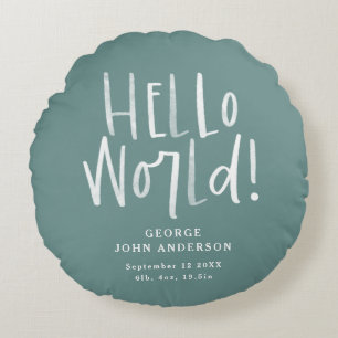 Almofada Redonda Bebê com fotografia de tipografia mínima moderna