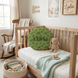 Almofada Redonda Bebê de Raposa Florestal Personalizada