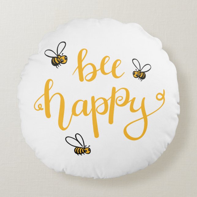 Almofada Redonda Bee happy (Frente)