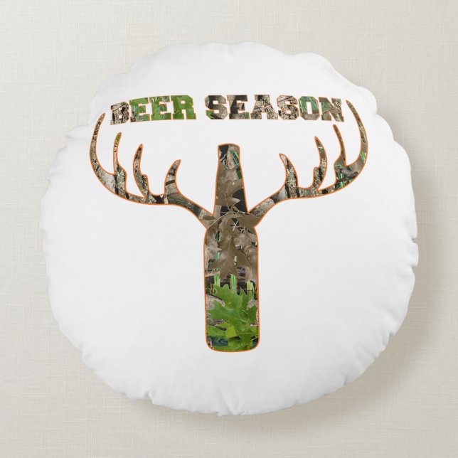 Almofada Redonda Beer Season Hunter Gift Para Hunter (Frente)
