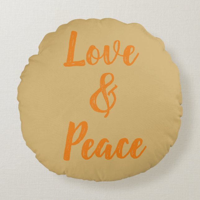 Almofada Redonda Beige Love & Peace (Frente)