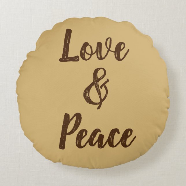Almofada Redonda Beige Love & Peace (Frente)