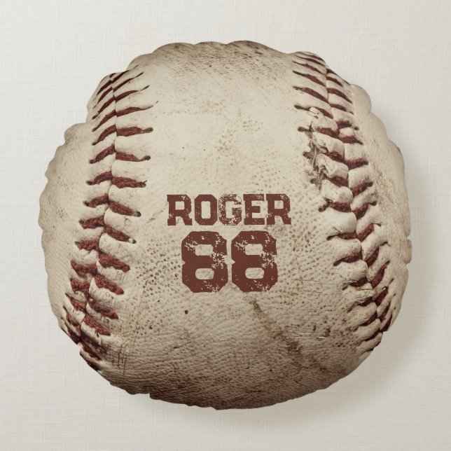 Almofada Redonda Beisebol Vintage (Frente)