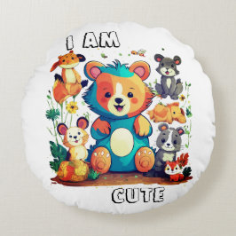 Almofada Redonda Bela animação animal nova eu sou fofa