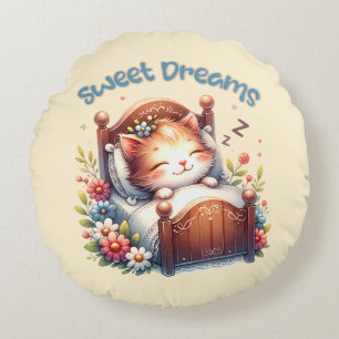 Almofada Redonda Bela dormindo Kitten Docinho Sonhos Doce Decor de