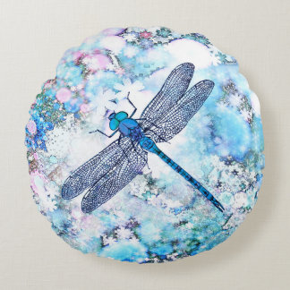 Almofada Redonda Bela Dragonfly Azul
