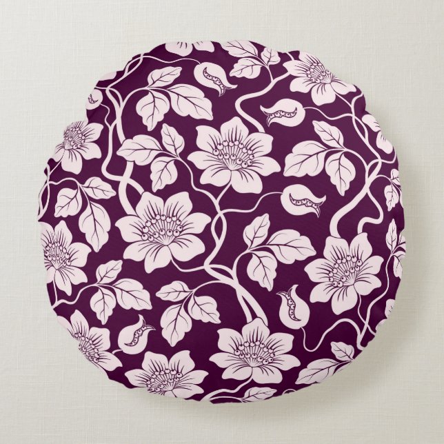 Almofada Redonda Belo Fundo Floral (Frente)