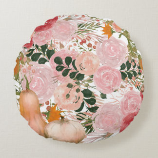 Almofada Redonda Belo Padrão Floral Com Folhas Brilhantes De Outono