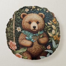 Almofada Redonda Belo Urso Castanho William Morris Inspirou
