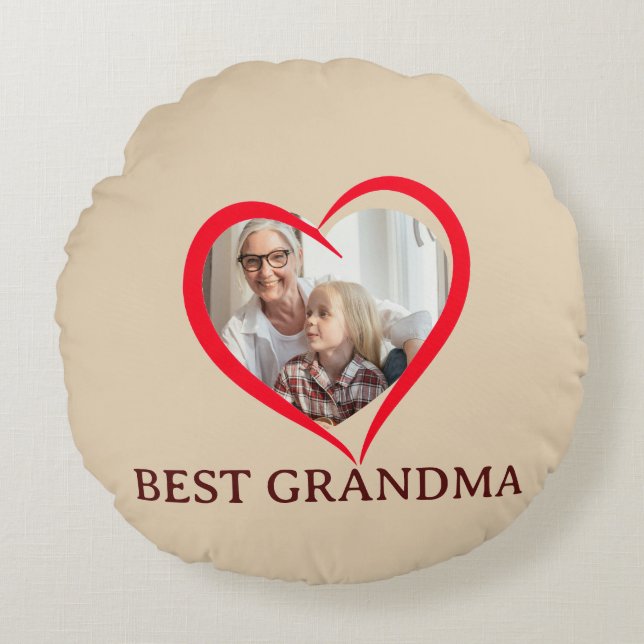 Almofada Redonda Best Grandma Personalized Round Pillow Gift (Frente)