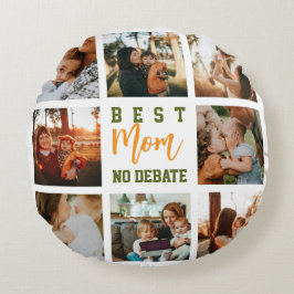 Almofada Redonda Best Mom Cute Trendy Collage Soft Round Pillow