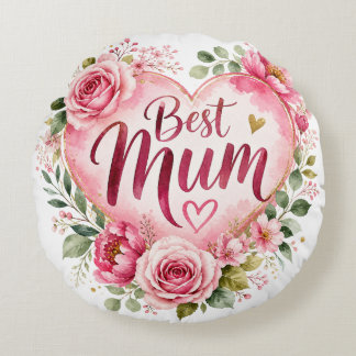 Almofada Redonda Best Mum Aquarell Blumenherz Design