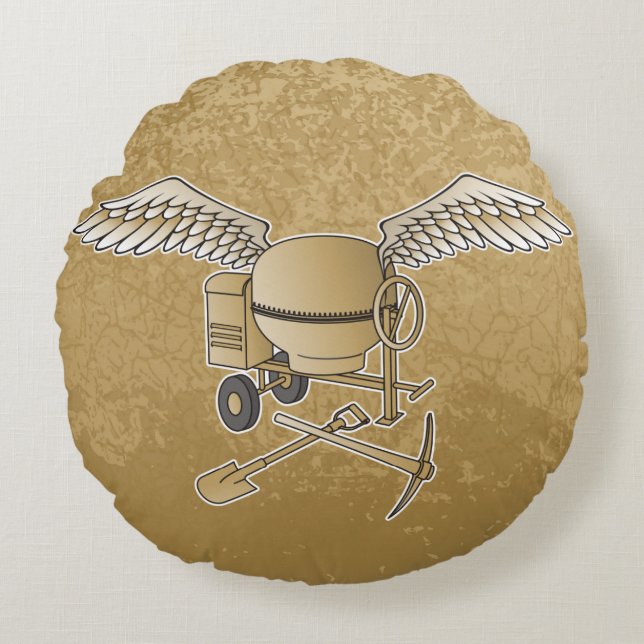 Almofada Redonda Betoneira bege (Frente)