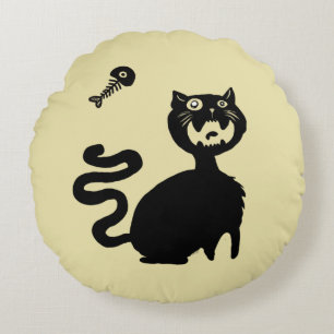 Almofada Redonda Beware gatos com fome!
