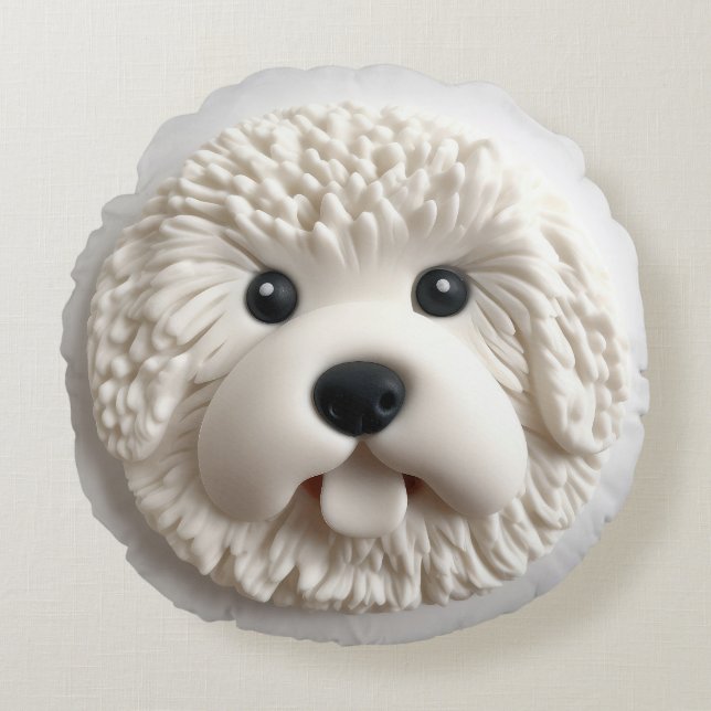 Almofada Redonda Bichon Frise Dog 3D Inspirado (Frente)