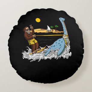 Almofada Redonda Bigfoot Andando Loch Ness Monster Engraçado Conspi