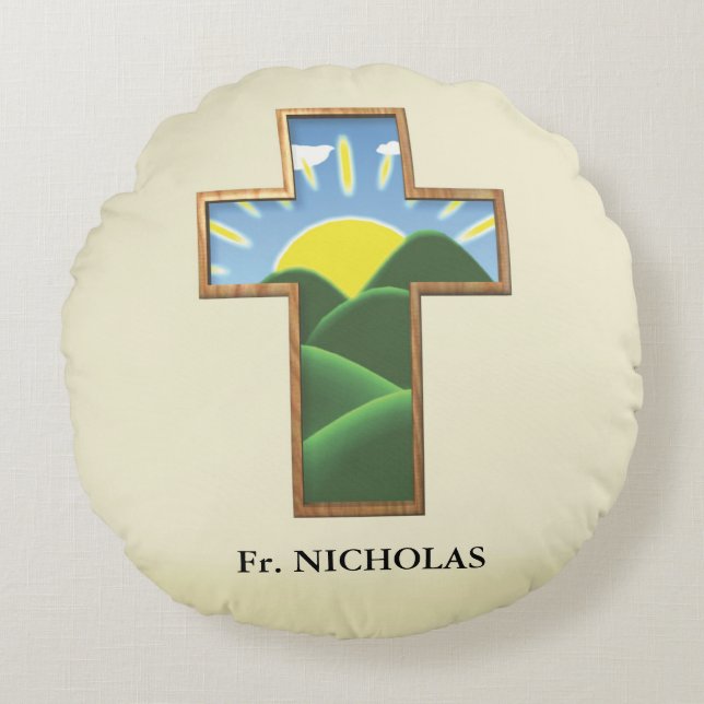 Almofada Redonda Birthday Cross Personalizado (Frente)