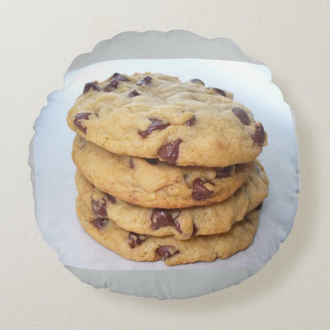Almofada Redonda Biscoito Chips de Chocolate Doces Sobremesa Padari (Frente)