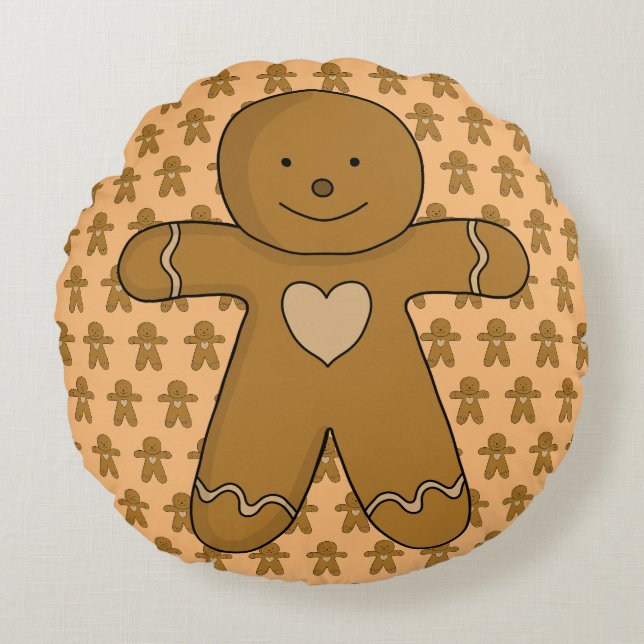Almofada Redonda Biscoito de Natal do GingerBread (Frente)
