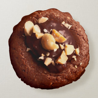 Almofada Redonda Biscoito do Fudge de chocolate, castanho chocolate