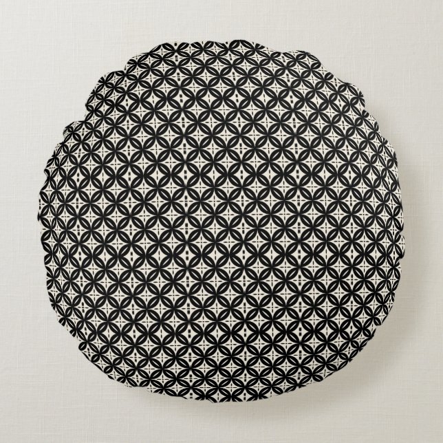 Almofada Redonda Black and Beige Round Pillow (Frente)