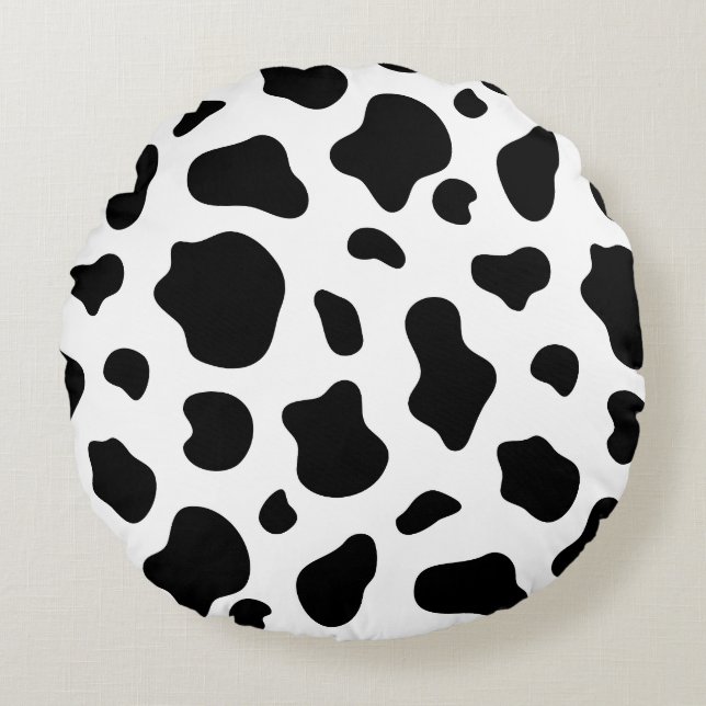 Almofada Redonda Black and White Cow Print Pillow Decorative  (Frente)