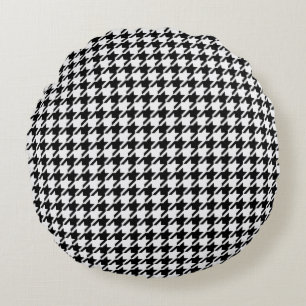 Almofada Redonda Black and White Houndstooth by Shirley Taylor