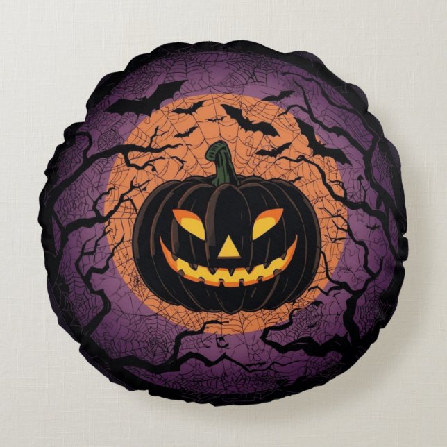 Almofada Redonda Black Jack-O’-Lantern Round Pillow (Frente)