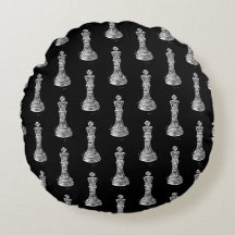 Black & White Chess Figures Linocut King