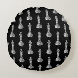 Almofada Redonda Black & White Chess Figures Linocut King