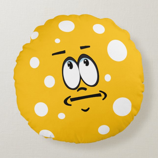 Almofada Redonda bleh emoji throw pillow (Frente)