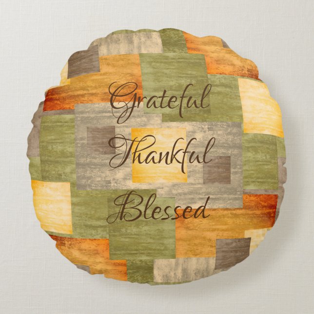 Almofada Redonda Blocos de Cores de Queda (Frente)