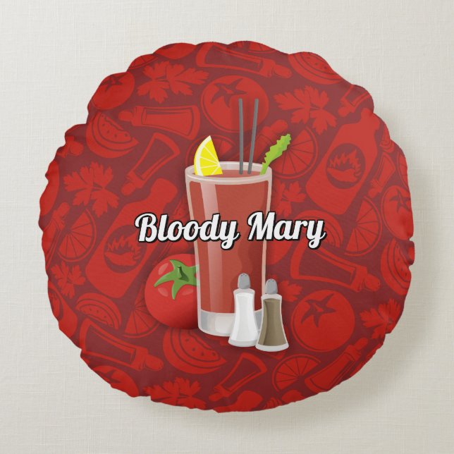 Almofada Redonda Bloody Mary Cocktail (Frente)