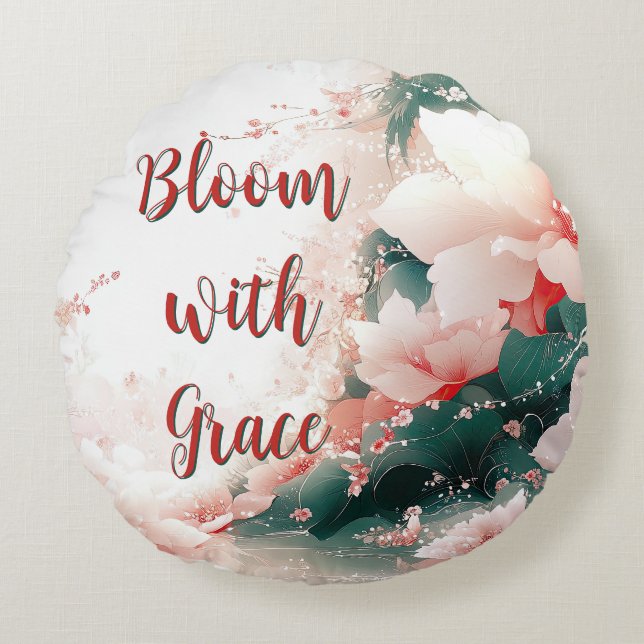 Almofada Redonda Bloom com Grace Floral Round Travesseiro (Frente)