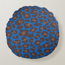 Blue and Brown Leopard Print Outdoor Pillow | Mode
